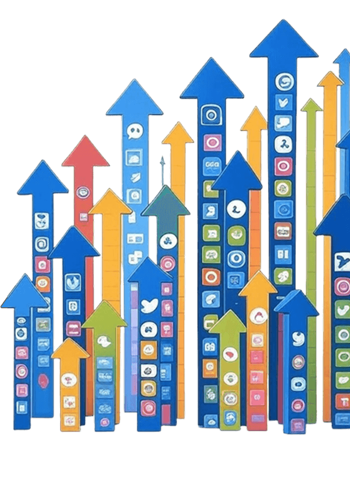 Illustration of social channels growing together
