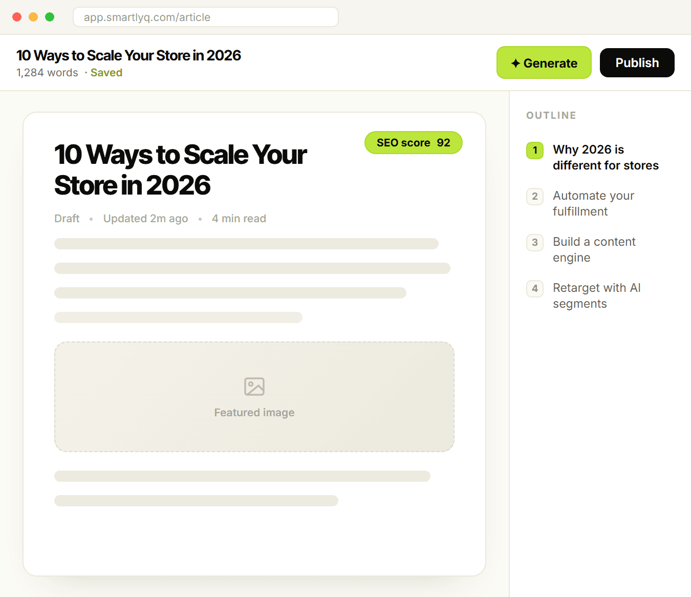 Introducing SmartlyQ Article Generator